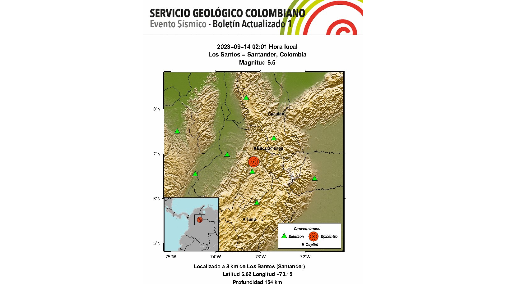 Sismo de 5.5 se sintió esta madrugada en el centro de Colombia