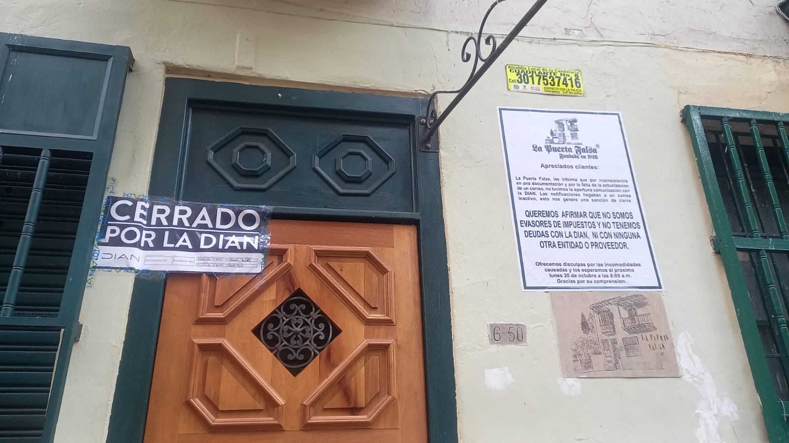DIAN selló 47 establecimientos comerciales en seis localidades de Bogotá