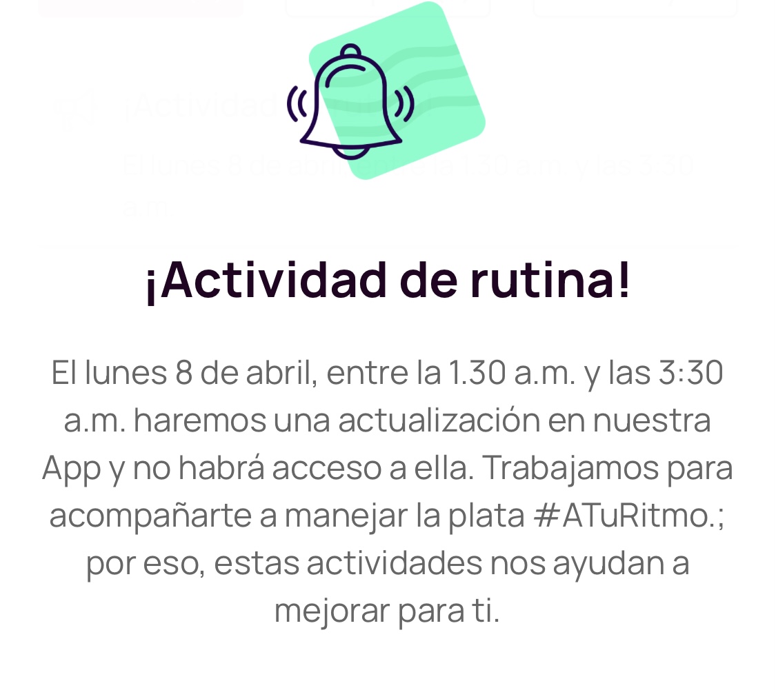 Comunicado de actualización de Nequi