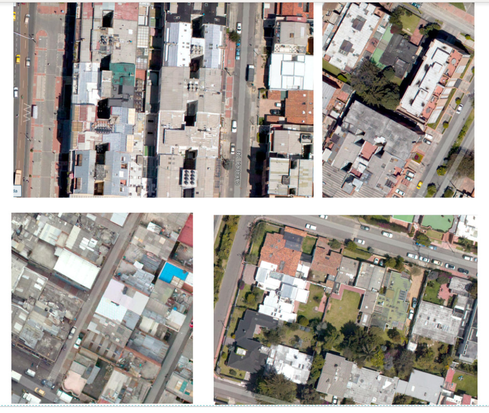 Comparación satelital de la ocupación de manzanas actuales de Bogotá.