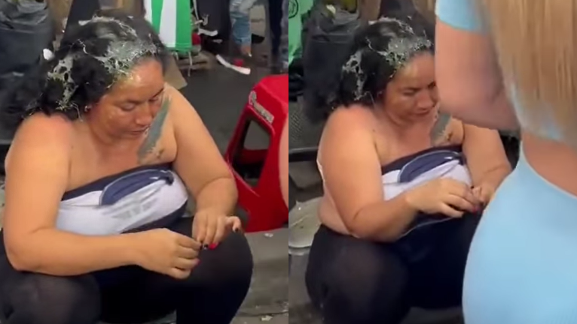 Mujer fue sorprendida robando y le echaron pegante en el cabello en Medellín
