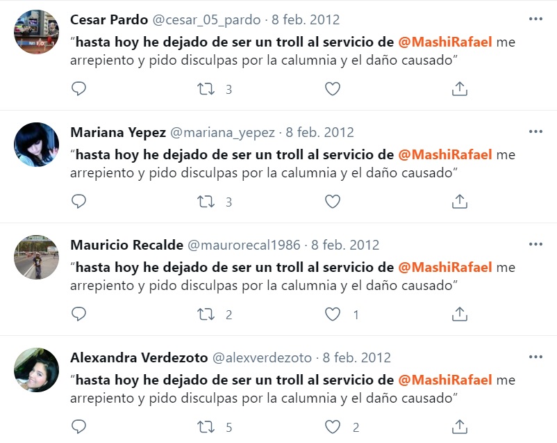 Este fue el mensaje que Baldo dejó en los usuarios trolls a favor del gobierno de Correa.