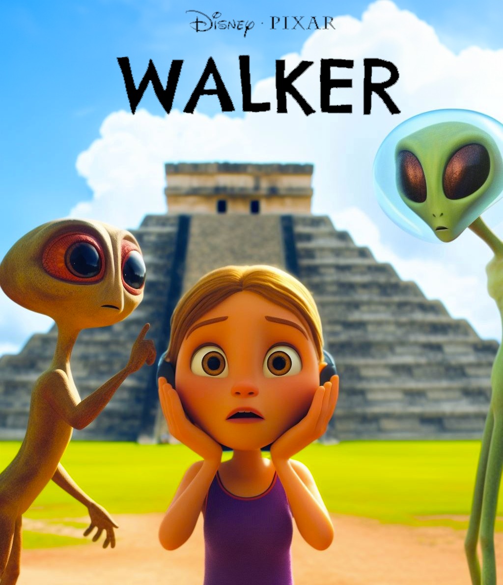 Mafe Walker, mujer que habla con extraterrestres. Imagen creada con Inteligencia artificial al estilo Disney.