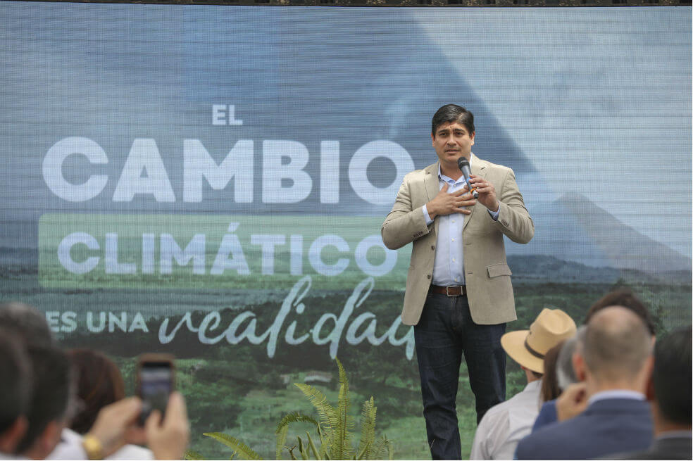 El presidente Carlos Alvarado Quesada durante la presentación del plan para descarbonizar la economía de Costa Rica / Cortesía Presidencia de la República de Costa Rica