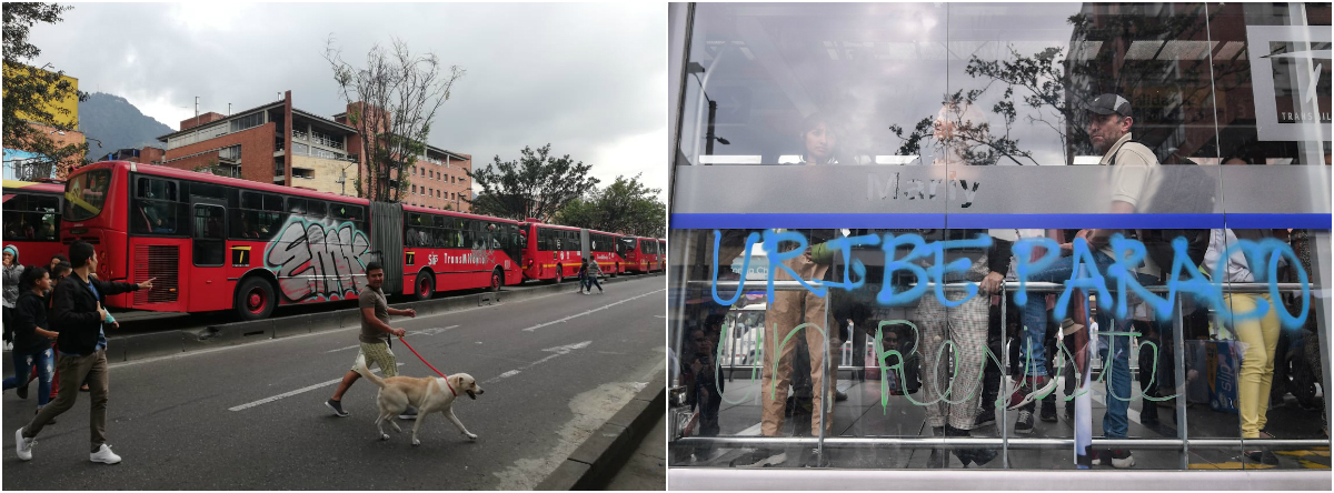 Por el momento, ante las condiciones que se presentan en el centro de la ciudad, Transmilenio mantiene cerradas las estaciones deDe la Sabana, San Facon, Carrera 22, Jiménez, Museo del Oro, Aguas, San Victorino, Las Nieves y San Diego. Por ello, los articulados no están pasando por el sector de la Mariposa, en San Victorino, y están desviando por la carrera sexta y la NQS. En el caso de la troncal Américas, los servicios hacia el costado oriental están retornando desde la estación de Ricaurte.
