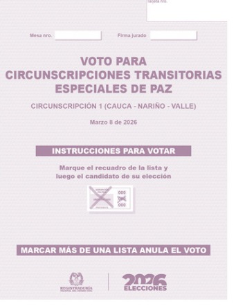 Tarjetón curules de paz.
