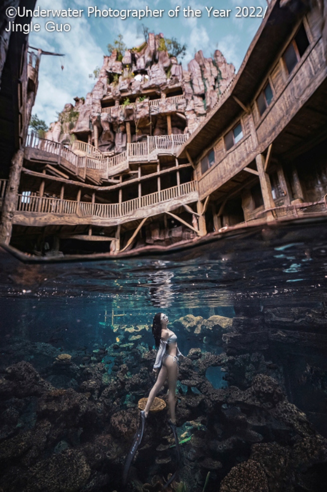 Cuando Jingle Guo, autor de la fotografía, era estudiante, el trabajo del arquitecto español Antoni Gaudi lo cautivó por completo. Durante un tour en China, muy lejos de España, donde Gaudi construyó sus obras de arte, Guo se encontró con esta escena mientras buceaba con sus estudiantes y no dudó en capturarla ya que le recordaba a su arquitecto favorito.