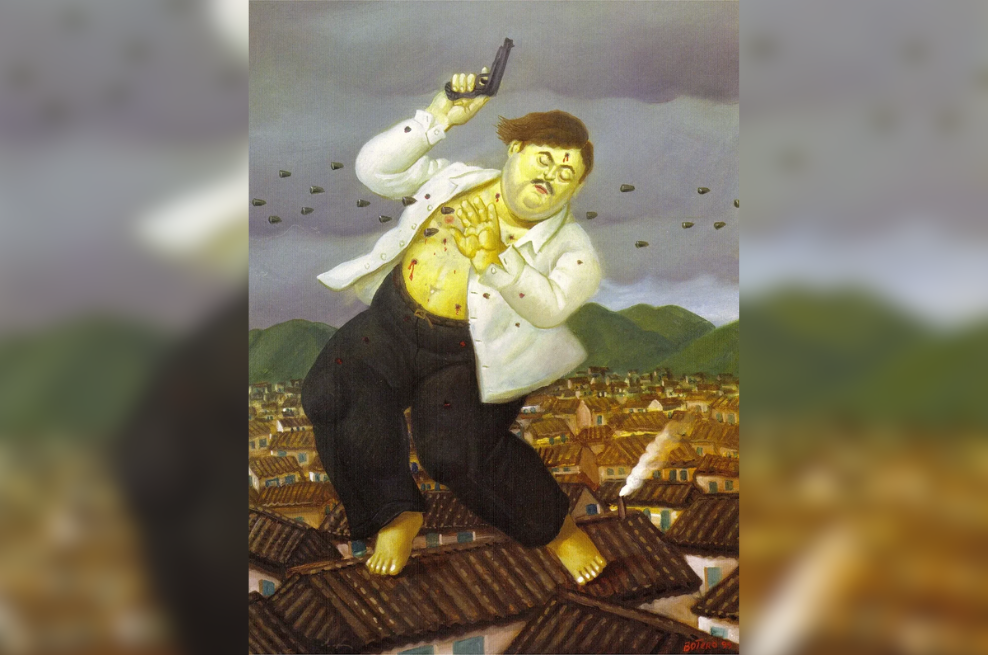 "La muerte de Pablo Escobar" fue pintada por el artista en 1999.