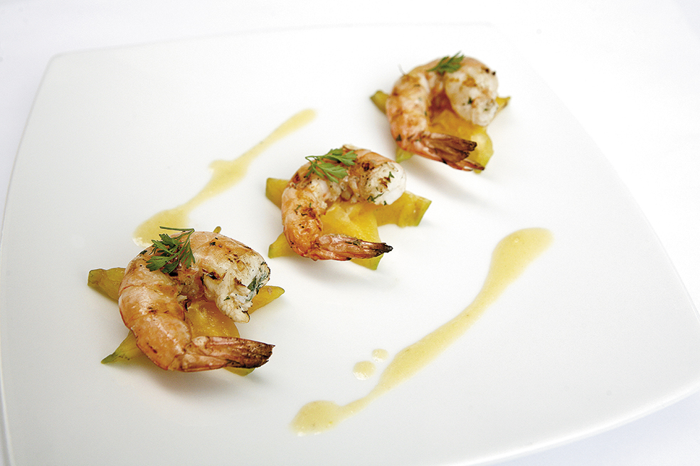 Langostinos con salsa agridulce de carambolo