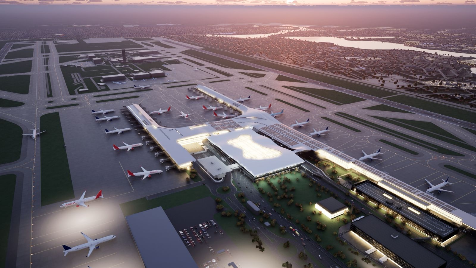Render del proyecto de ampliación del Aeropuerto Internacional El Dorado.