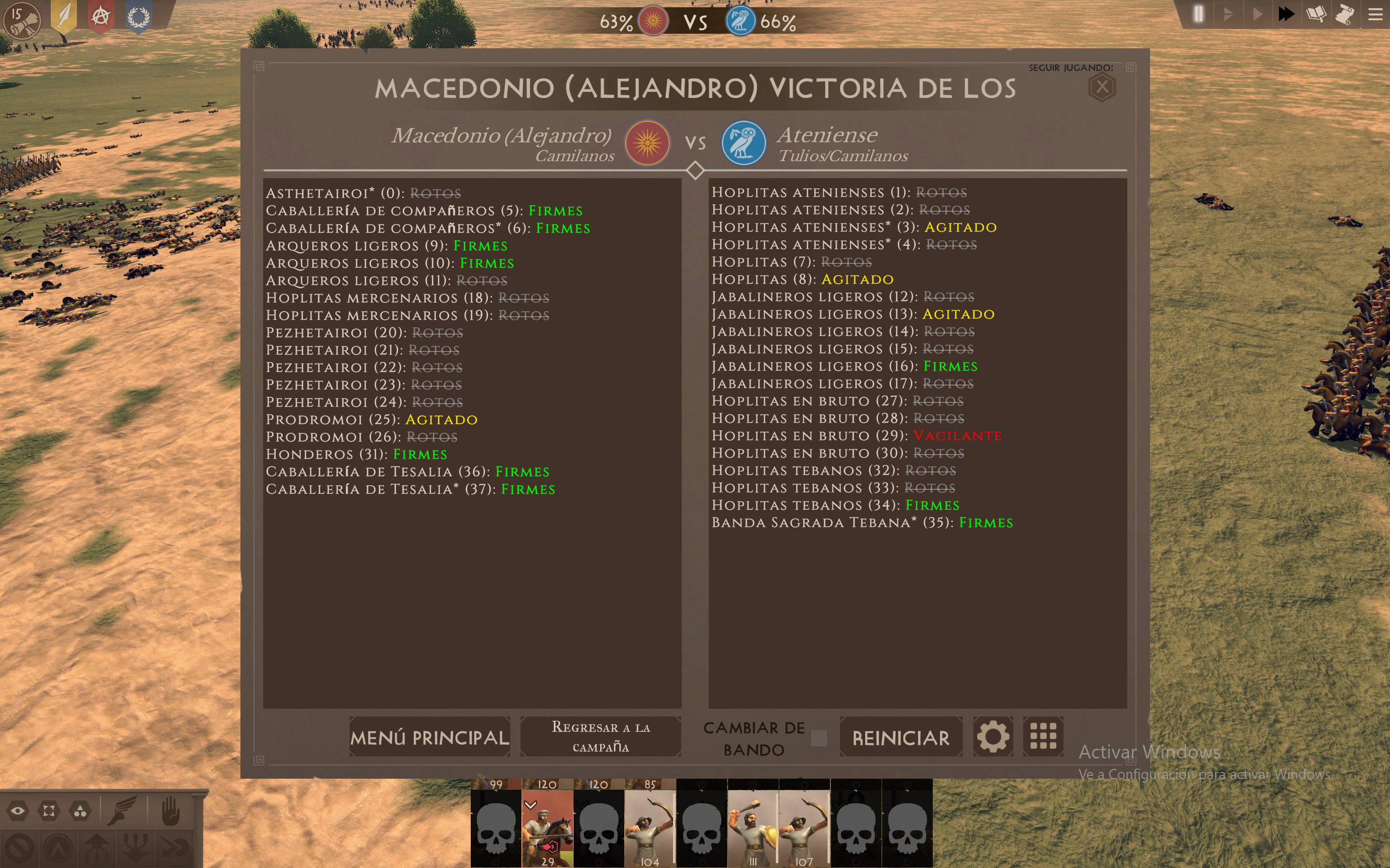 Al final de cada batalla, la entrega brinda un balance de la pelea. Cuántas unidades se perdieron, qué divisiones tuvieron éxito y en qué parte del mapa el rival perdió más hombres.
