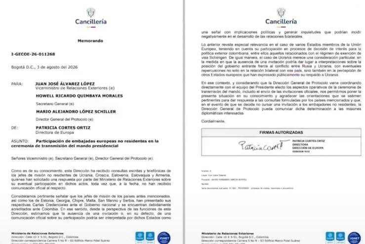 Este es el memorando sobre la posesión de Abelardo de la Espriella.