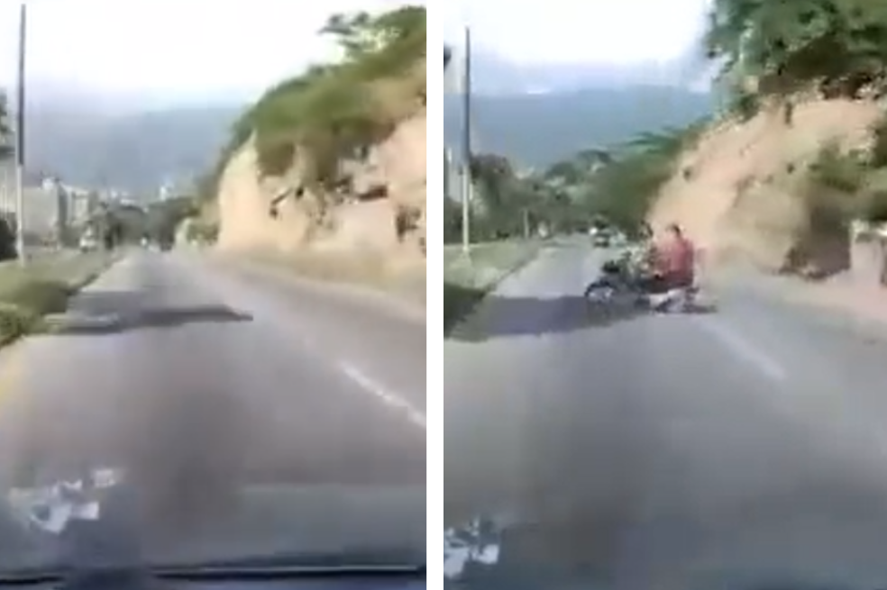 Video: Motociclista sin casco y haciendo giro prohibido es arrollado por un carro