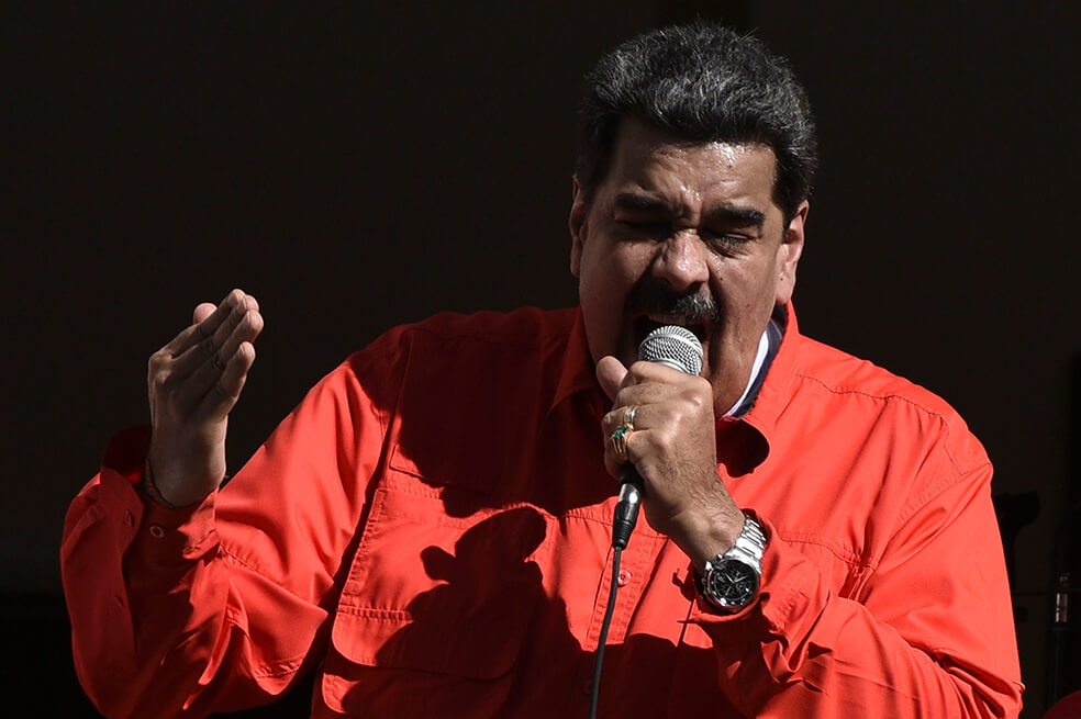 Nicolás Maduro, presidente de Venezuela, durante un discurso en el Palacio de Miraflores en Caracas. / Bloomberg