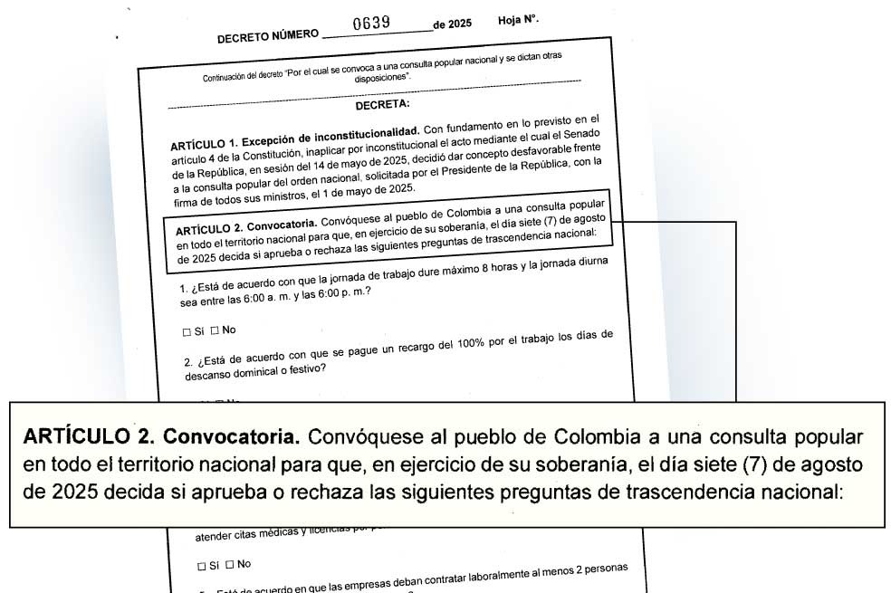 El decreto de la consulta popular del presidente Gustavo Petro cita a la votación para el próximo 7 de agosto.
