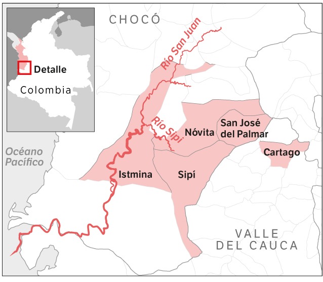 Mapa Río San Juan y Río Sipí