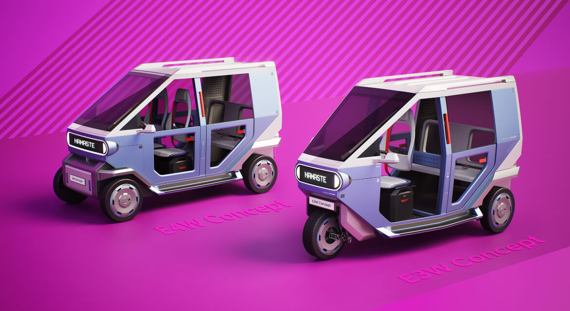 Así son los motocarros eléctricos de Hyundai y TVS presentados en India
