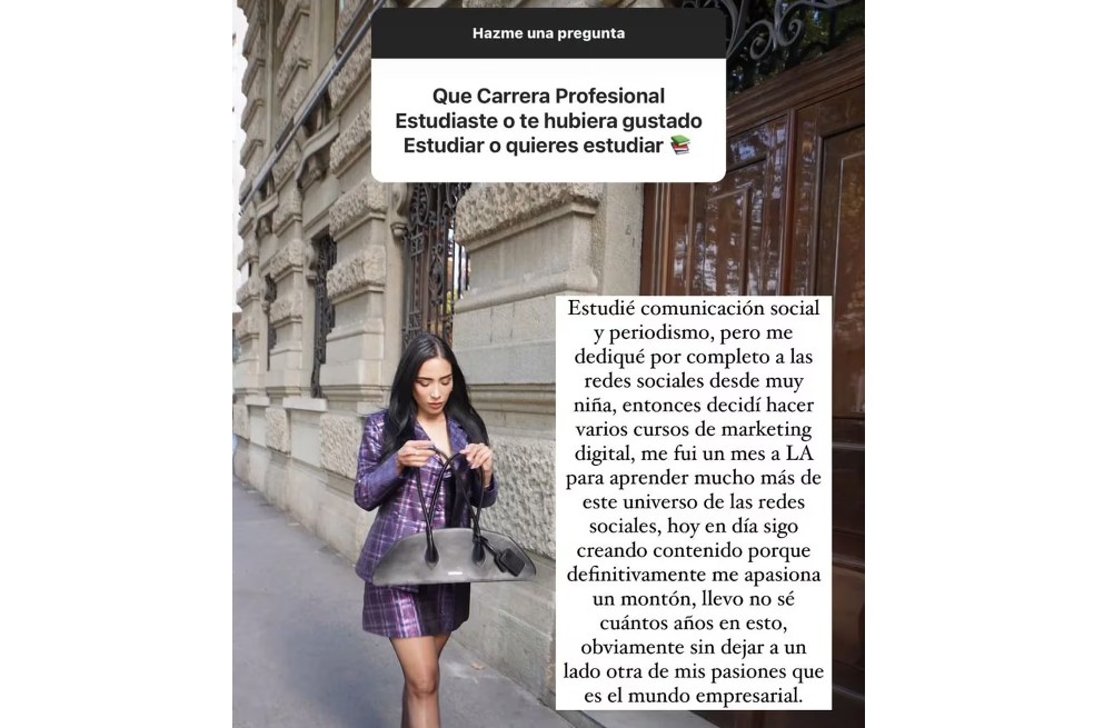 La creadora de contenido confesó que su formación académica influyó para tener éxito en sus redes sociales.