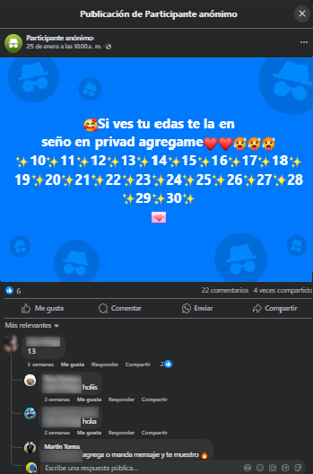 Captura de pantalla de uno de los retos que se comparten en el grupo abierto Fondos de pantalla para mejores amigas, donde se contactan menores de edad con fines sexuales.