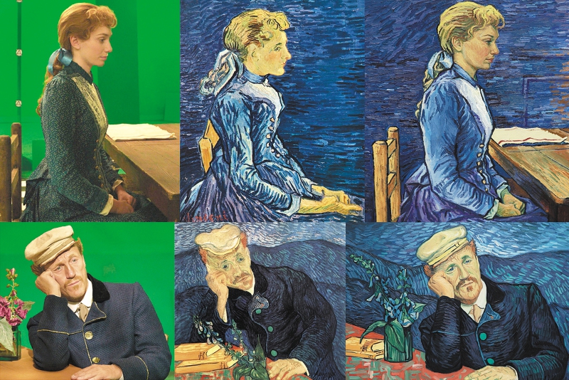 Proceso de realización de “Loving Vincent”. El actor posa para el cuadro, el pintor recrea la imagen con el estilo de Van Gogh y se digitalizan los movimientos. / Cortesía