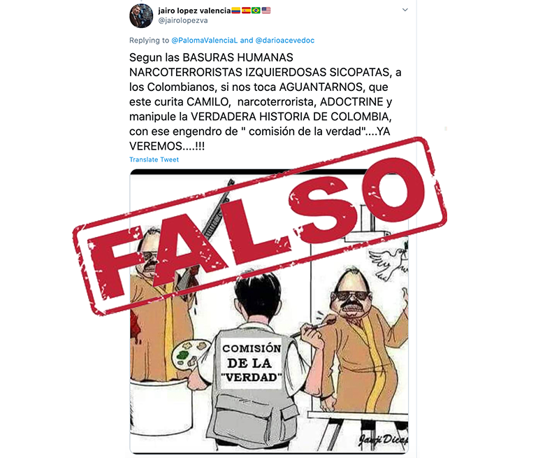 Montaje compartido en Twitter contra el padre Francisco De Roux.