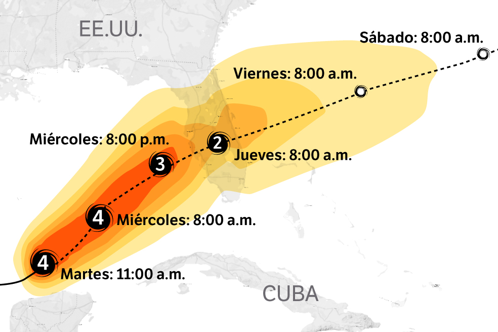 Así se ve la amenaza del huracán Milton en Florida, Estados Unidos