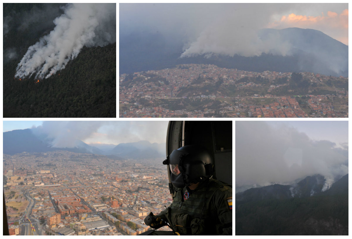 Así fue el sobrevuelo sobre el incendio en los cerros orientales de Bogotá