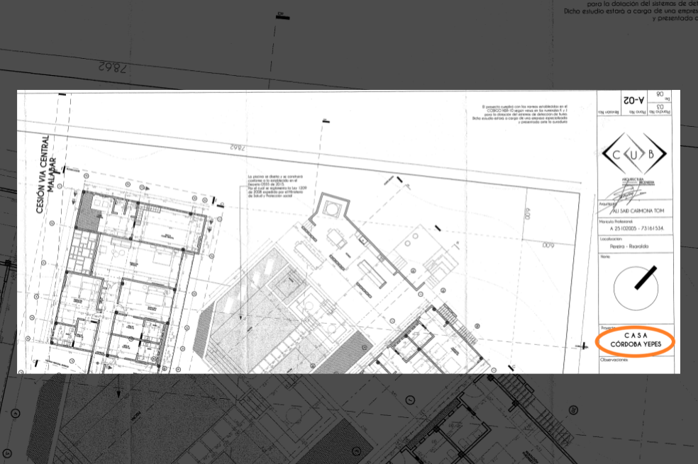 Detalles del plano que revelan que desde el principio la casa era para el contralor Córdoba y su esposa.