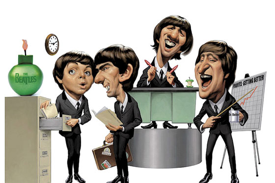 Beatles en una manzana