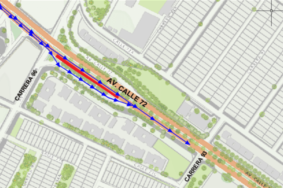 Cierre del carril sur de la avenida calle 72 en Bogotá