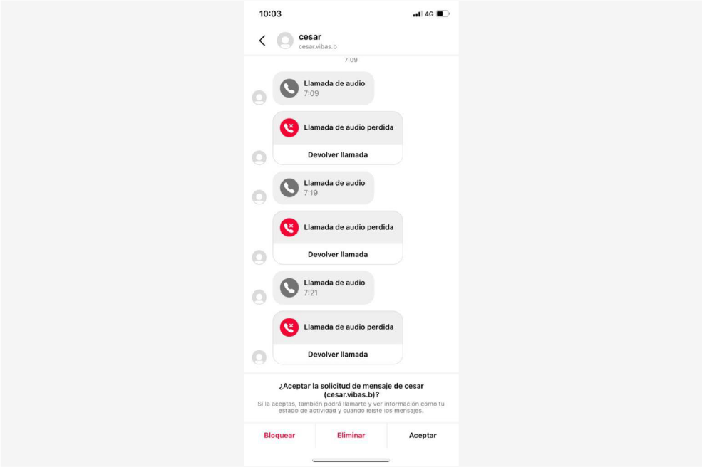 Pantallazo de un mensaje enviado por Cesar Vivas a una persona cercana a Lina Rezk.