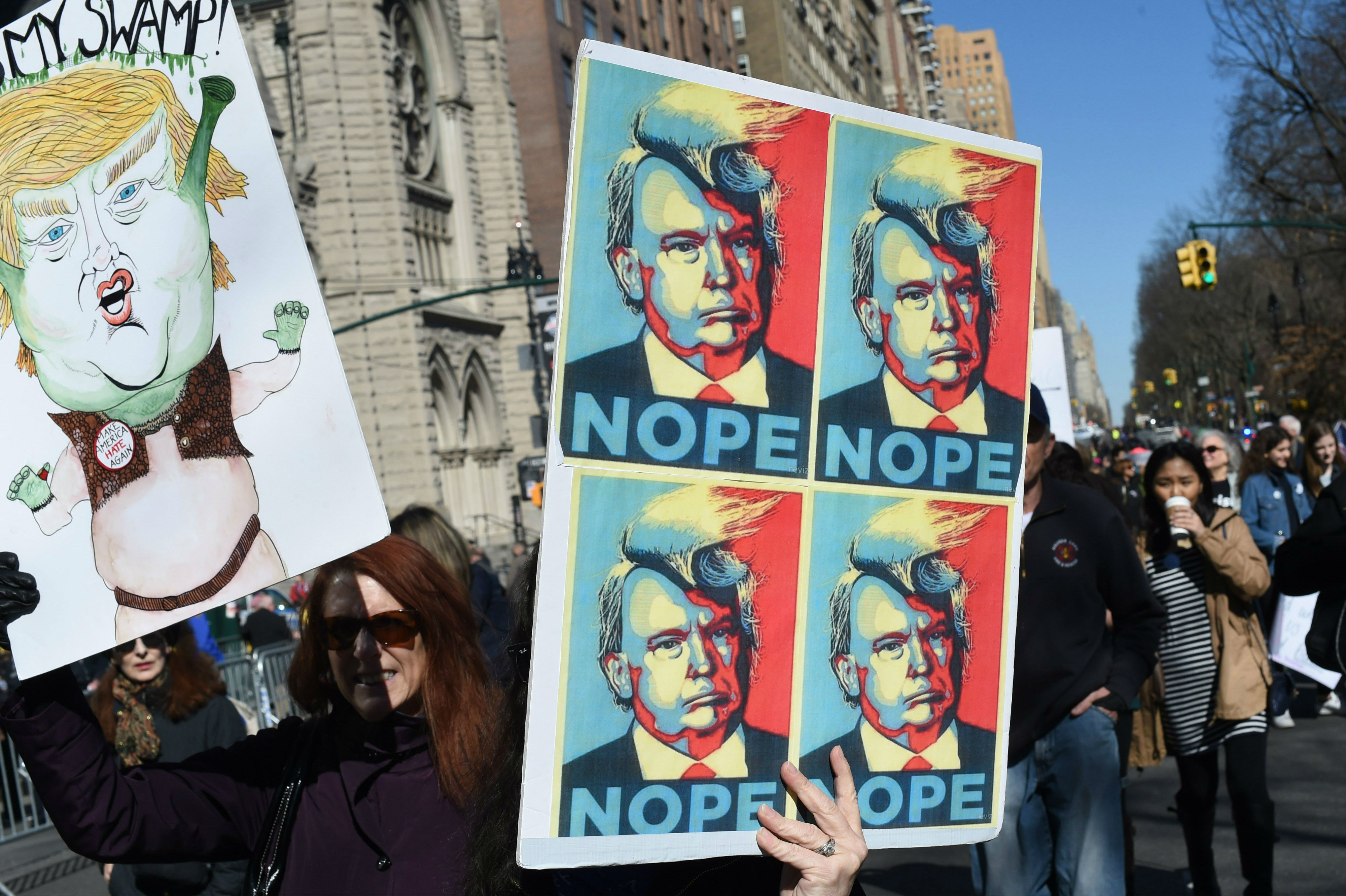 Así protestan contra Donald Trump en Nueva York durante el Día de los Presidentes