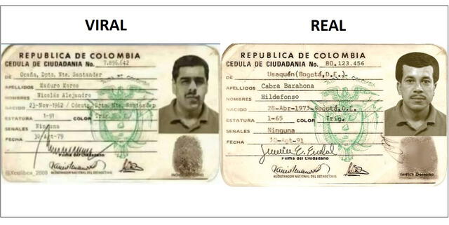 Cédula falsa de Nicolás Maduro
