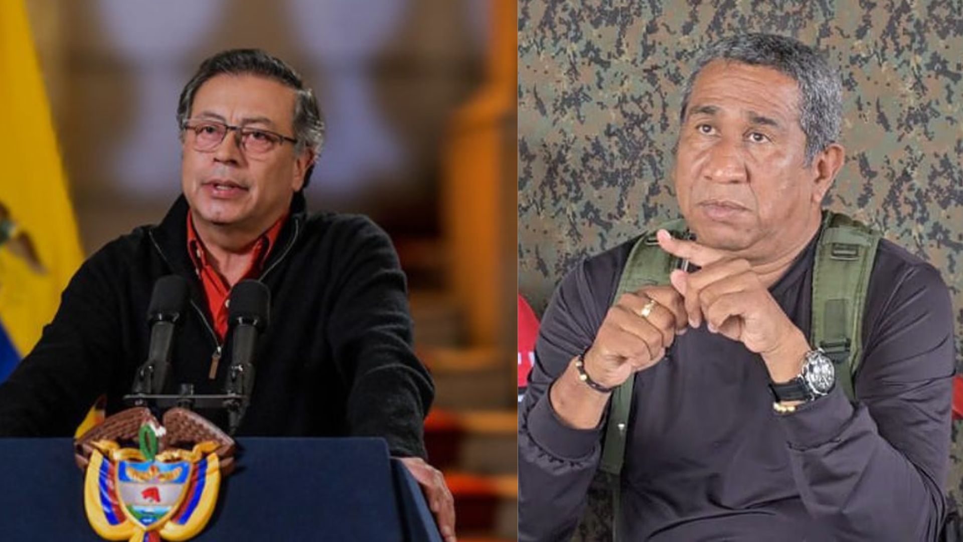 Gustavo Petro, presidente de Colombia, y Gabriel Yepes Mejía, comandante de Comuneros del Sur