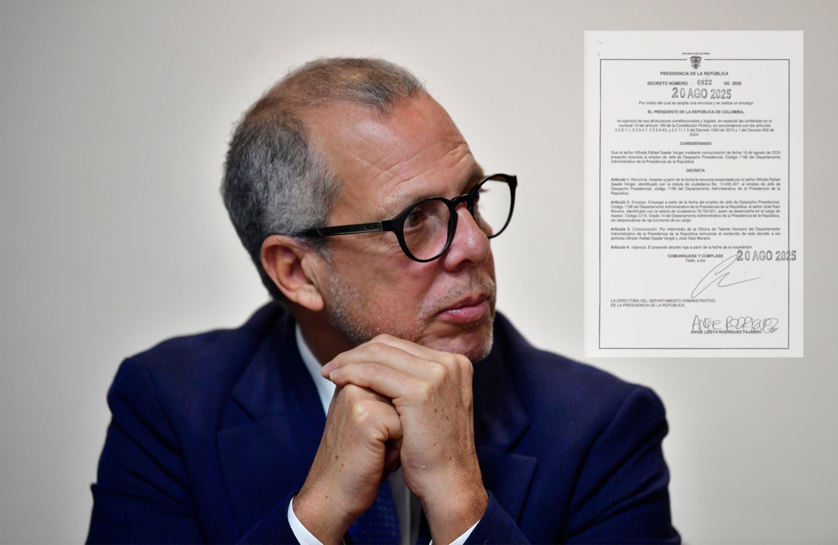 Alfredo Saade: este es el decreto que oficializa su salida de la Casa de Nariño