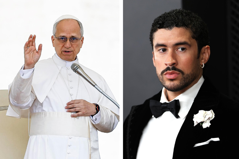 El papa saludó a Bad Bunny y a su familia en el estadio Santiago Bernabéu
