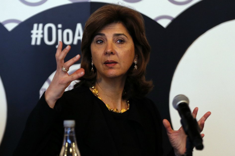 La canciller de Colombia, María Ángela Holguín, durante la presentación de la campaña "Ojo a la trata". / EFE