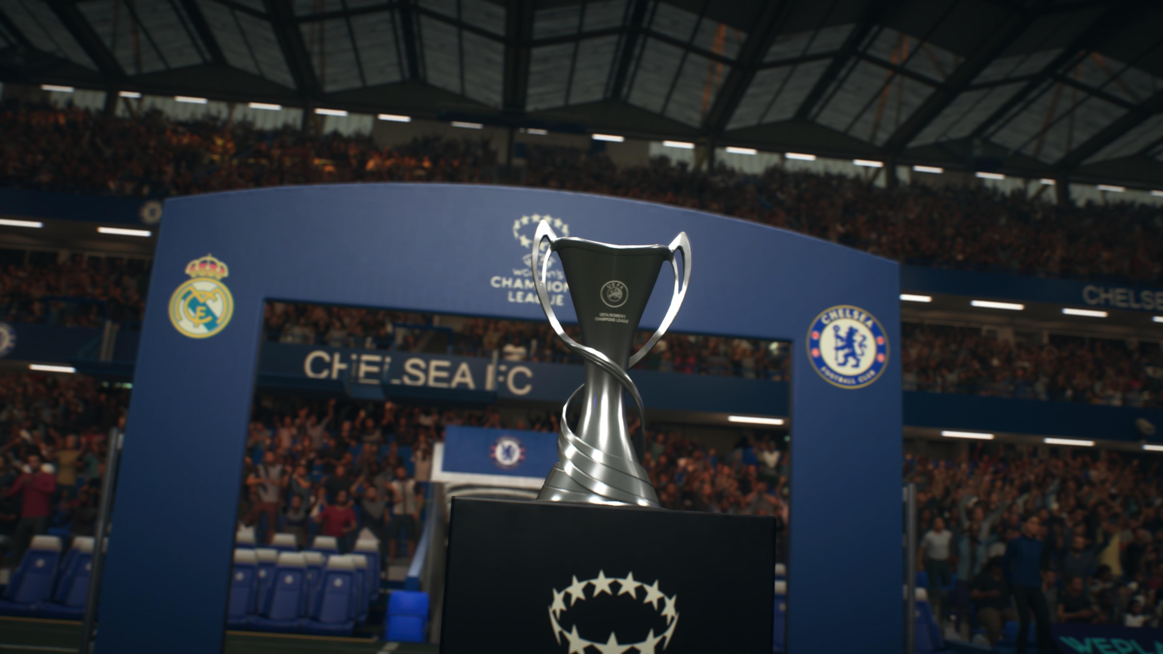 Final de la UEFA Champions League femenina entre Real Madrid y Chelsea en el EA Sports FC 26.