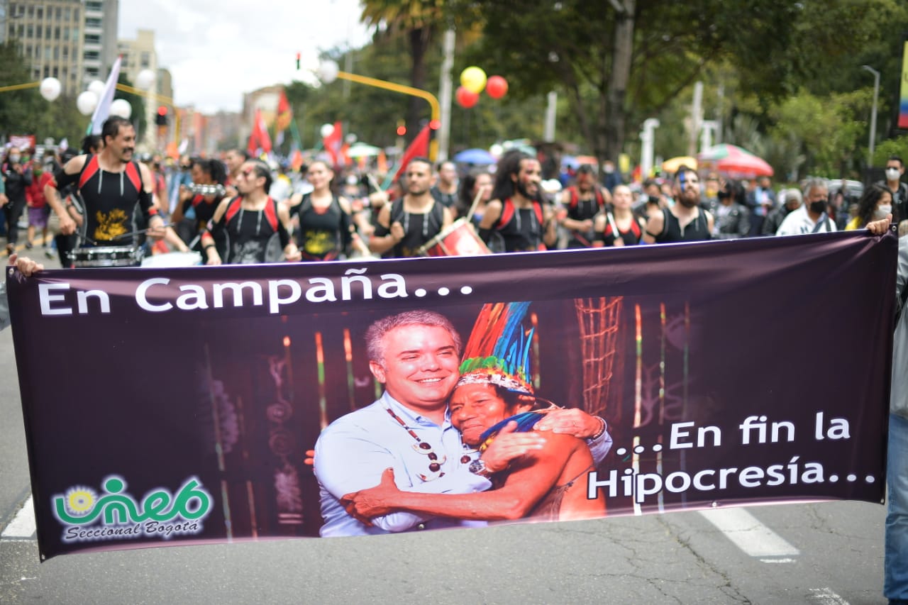 Esta vez, a las manifestaciones se unió la minga indígena, que llegó el pasado domingo desde Cali.