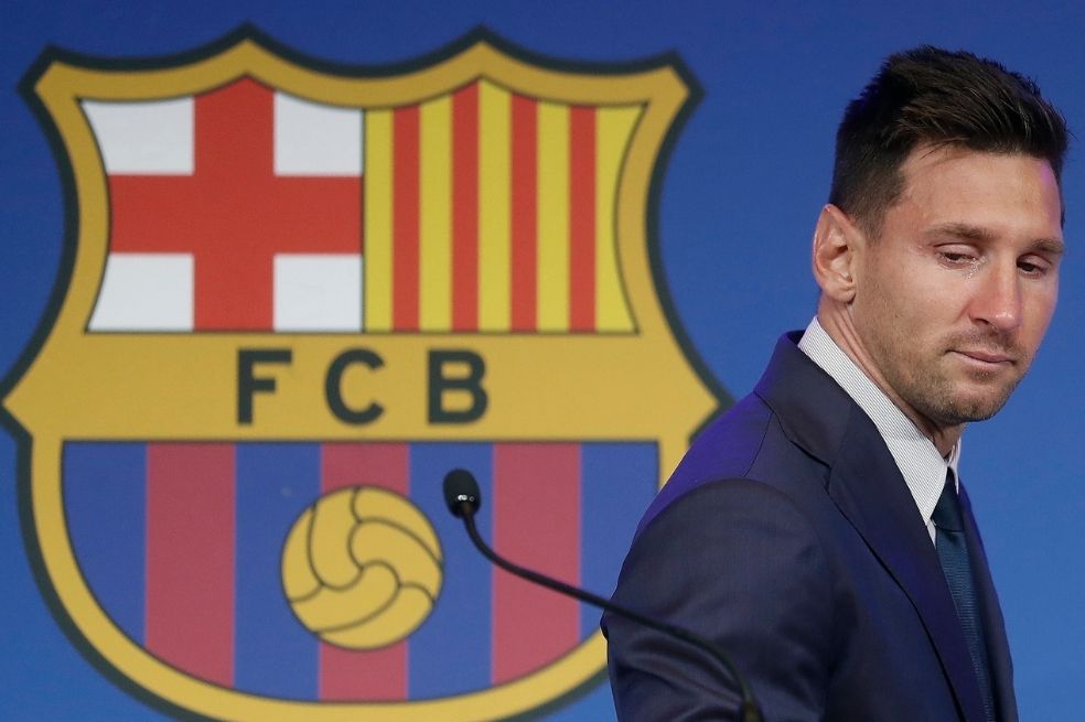 Lionel Messi en su despedida de Barcelona.