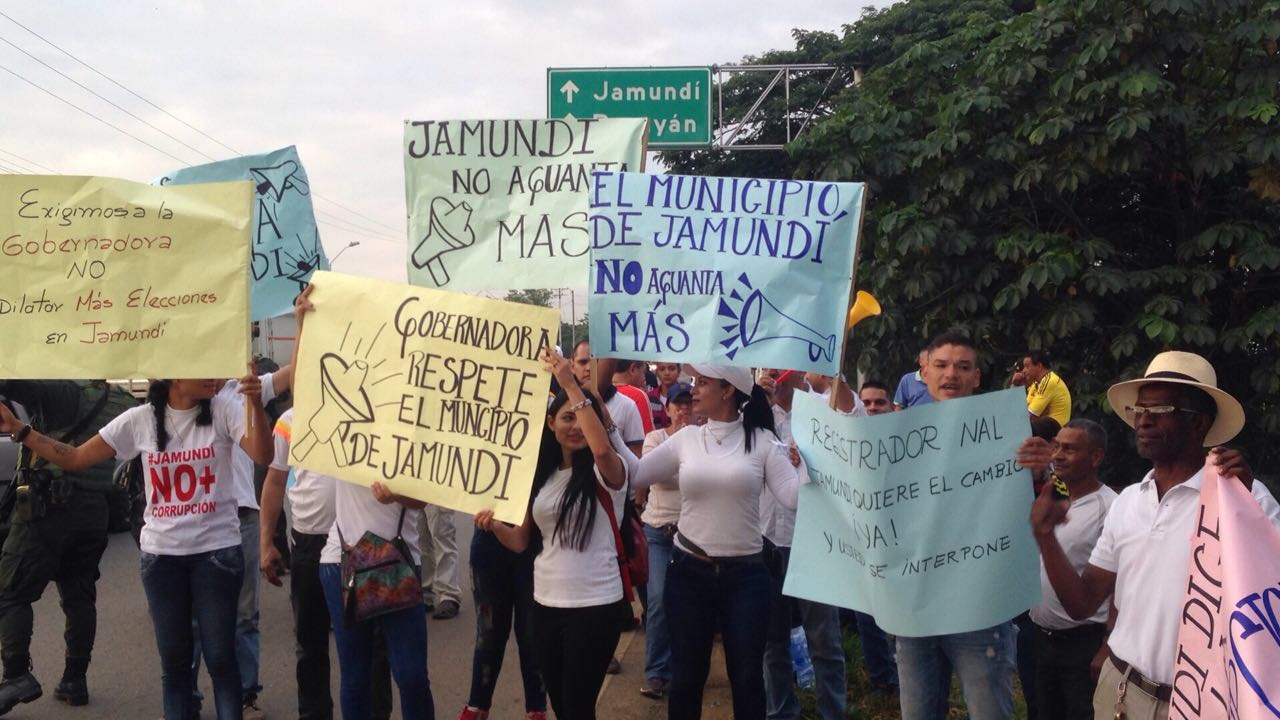 Protestas en Jamundí por cambio de fecha para elegir alcalde