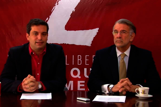 El presidente del Partido Liberal, Simón Gaviria, junto al exgobernador del Atlántico, Eduardo Verano De La Rosa.