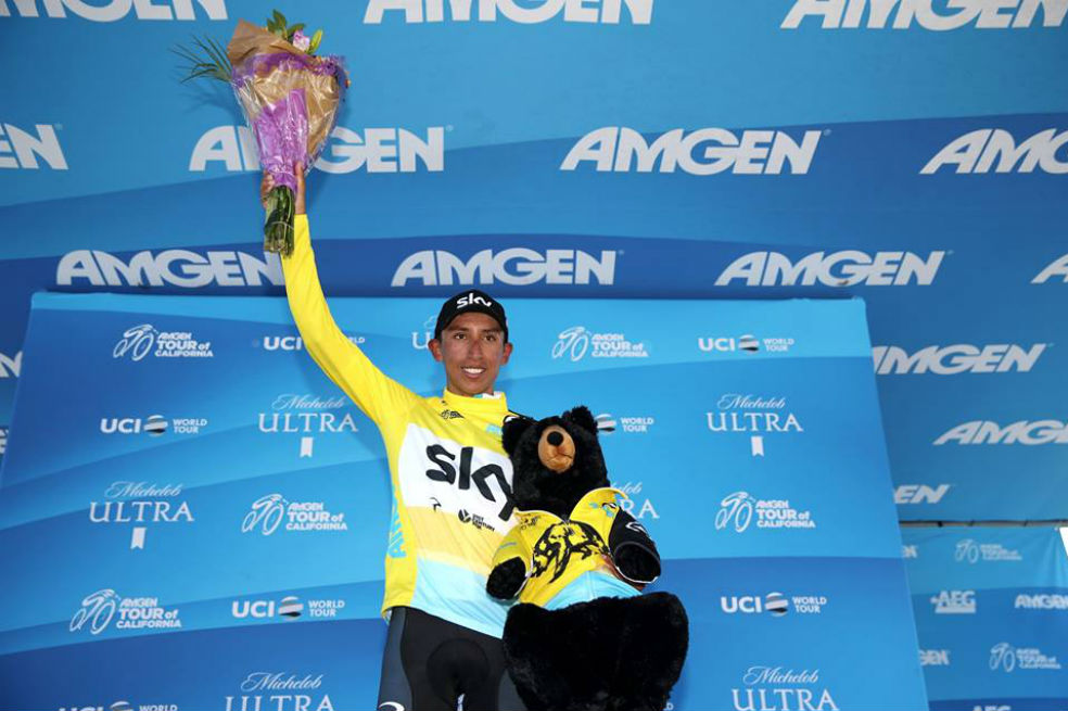 Egan Bernal celebra su victoria en el Tour de California.  / Team Sky