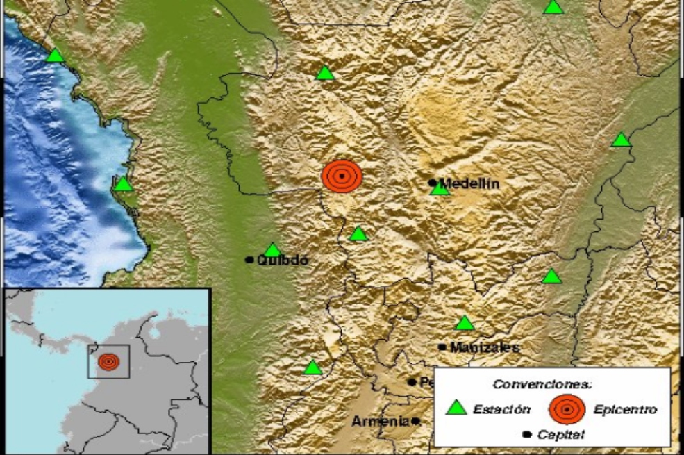 Temblor en Antioquia fue de magnitud 5.1 con epicentro en Urrao