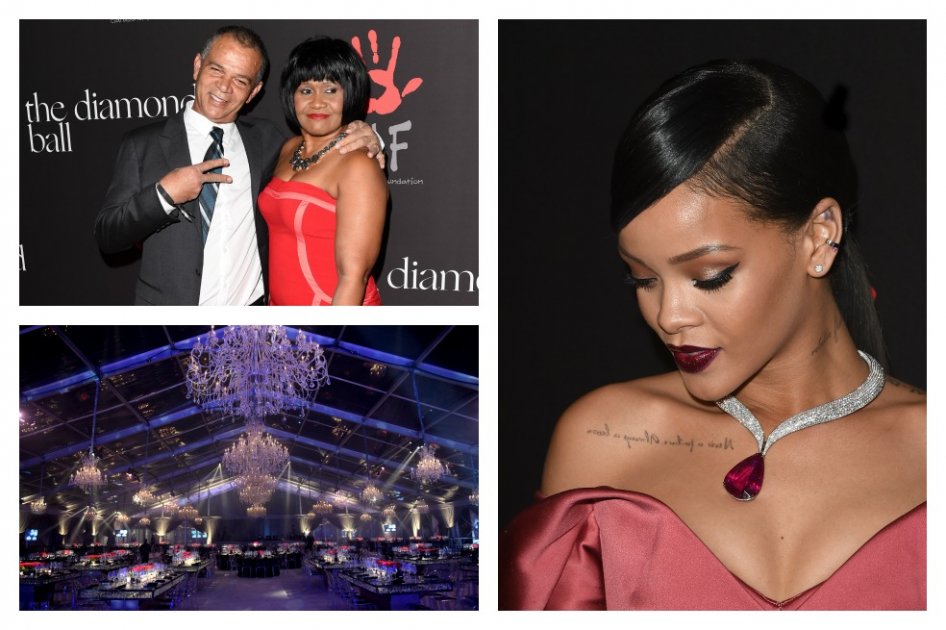 Los padres de Rihanna, Ronald Fenty y Monica Braithwaite, en la gala Diamond Ball.