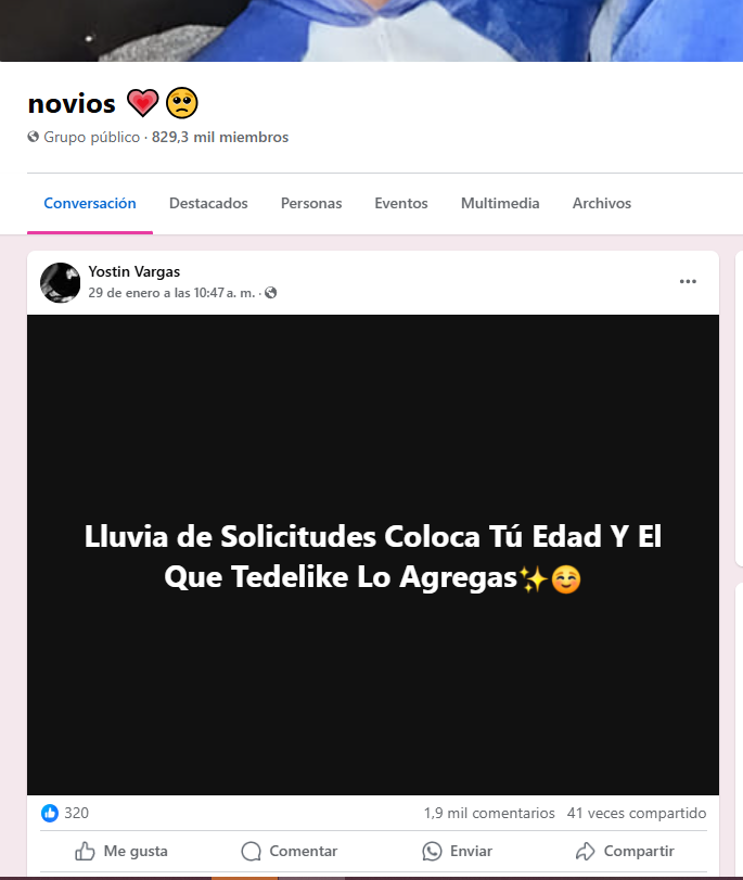 Capturas de pantalla de grupos de Facebook