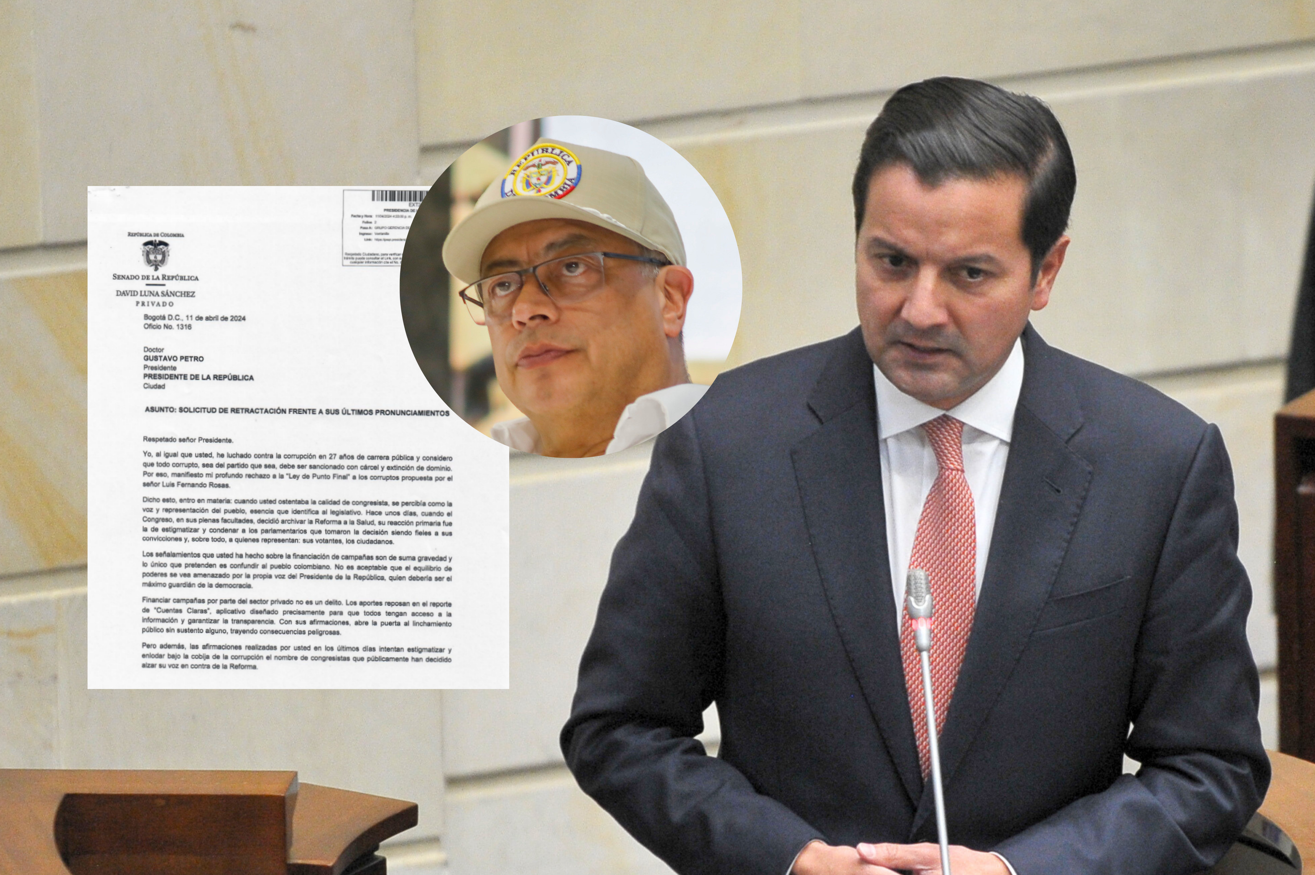 David Luna pidió al presidente Petro que se retracte por señalamientos a congresistas