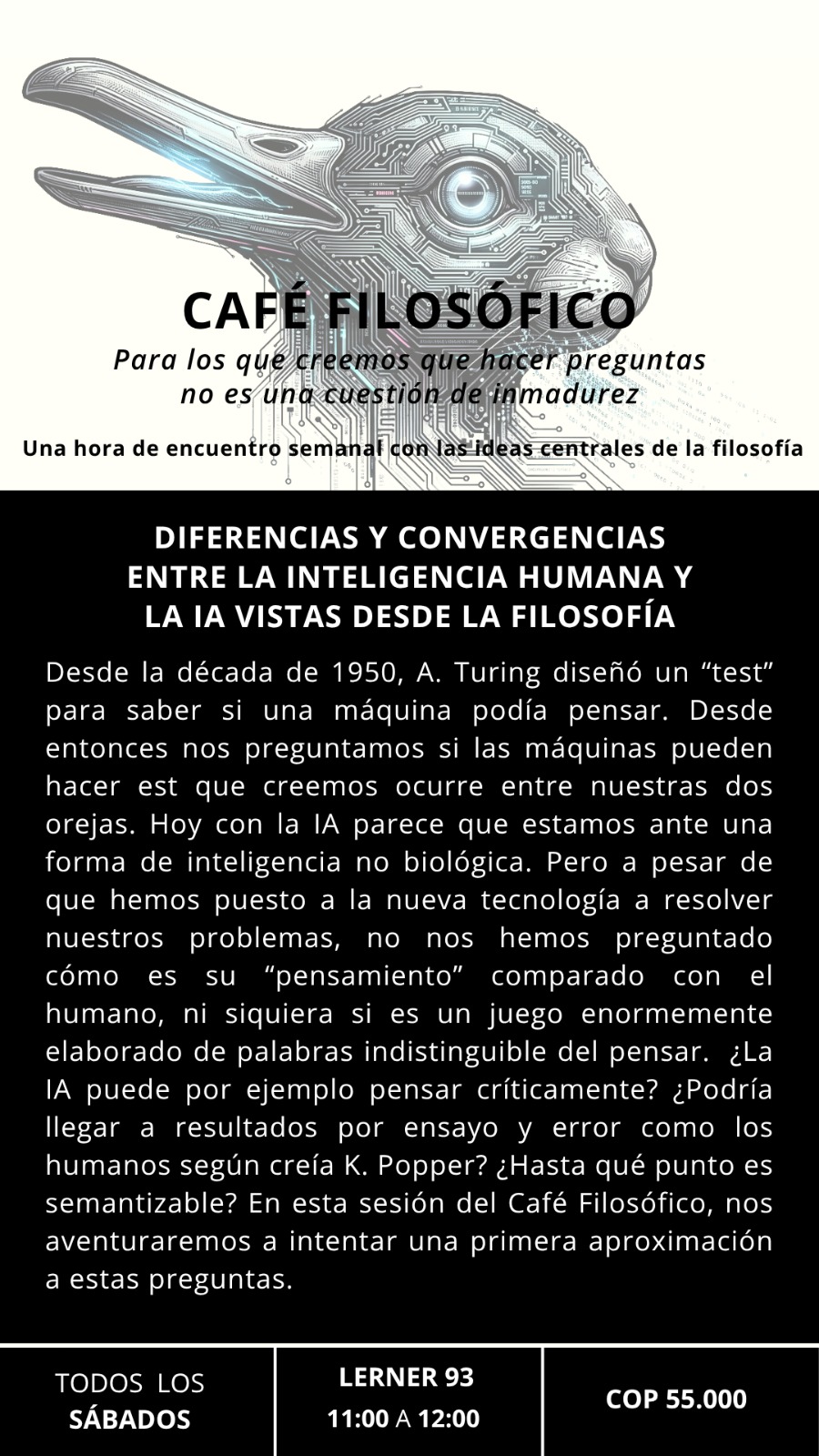 Cada semana, Roberto Palacio conduce el "Café filosófico", en el que discute sobre diferentes temas y problemas de nuestro mundo.