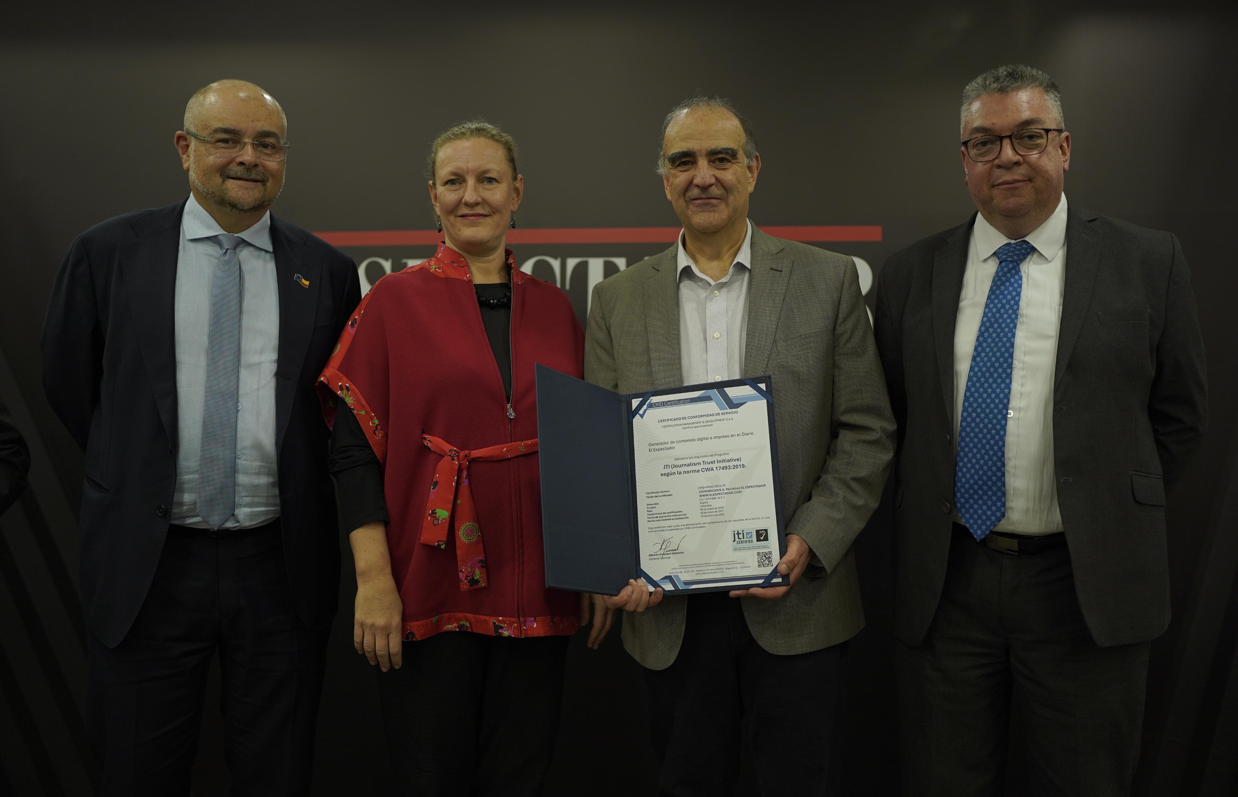 El Espectador recibe certificación JTI al periodismo de confianza