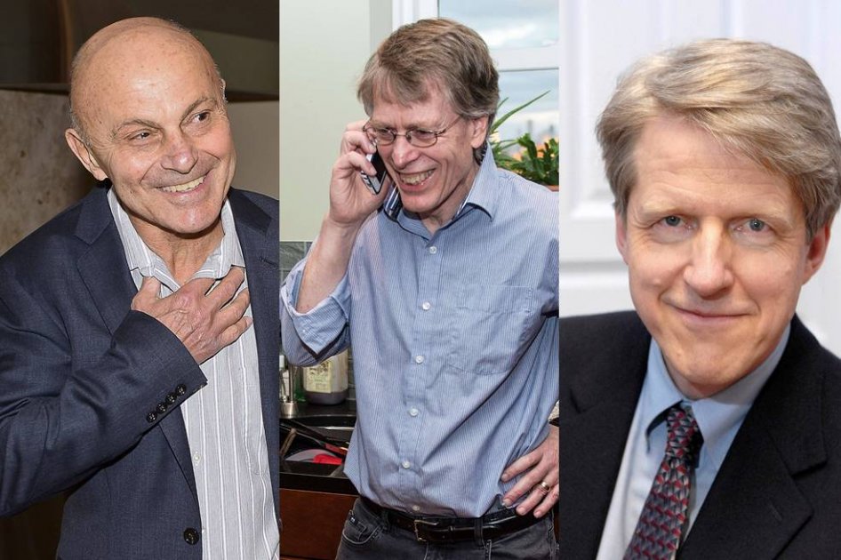 Los profesores Eugene Fama, Lars Peter Hansen y Robert Shiller.